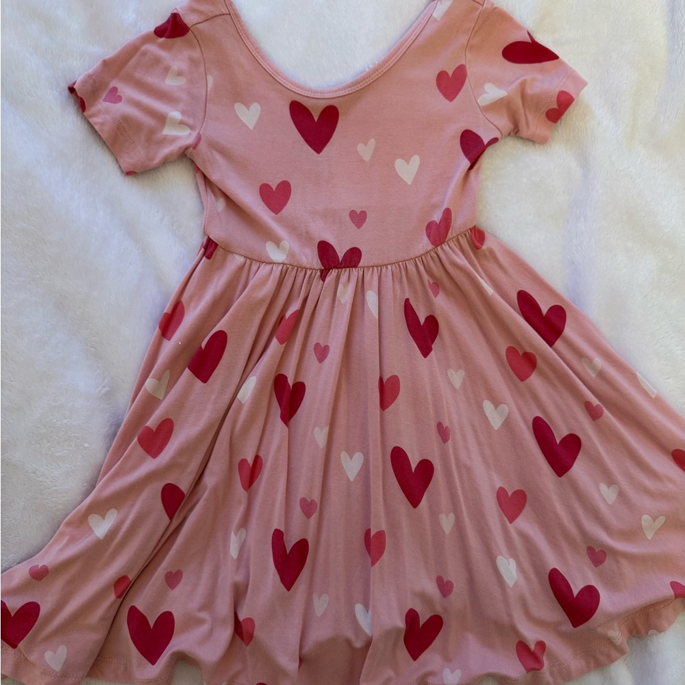 Kyte Baby Crepe Pink Hearts Dress